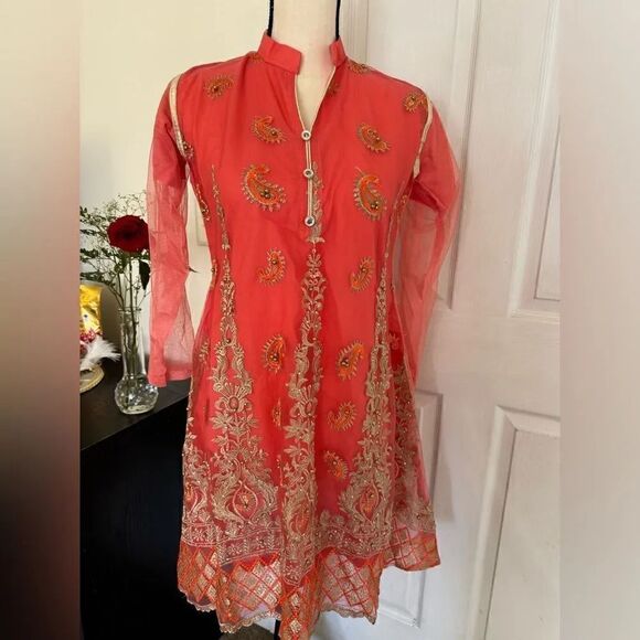 PAKISTANI INDIAN DRESSY SEMI FORMAL KURTA TOP - Picture 2 of 7